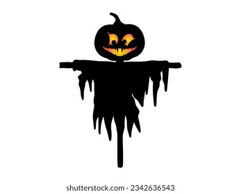 Halloween Scarecrow with Silhouette Illustration
