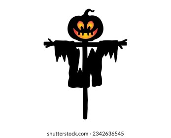 Halloween Scarecrow with Silhouette Illustration