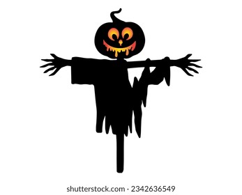 Halloween Scarecrow with Silhouette Illustration