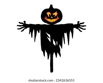 Halloween Scarecrow with Silhouette Illustration