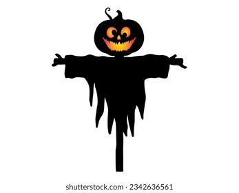 Halloween Scarecrow with Silhouette Illustration