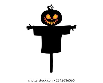 Halloween Scarecrow with Silhouette Illustration