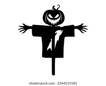 Halloween Scarecrow with Silhouette Illustration