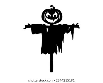 Halloween Scarecrow with Silhouette Illustration