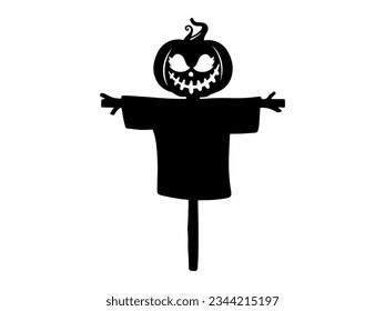 Halloween Scarecrow with Silhouette Illustration