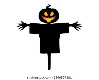 Halloween Scarecrow with Silhouette Illustration