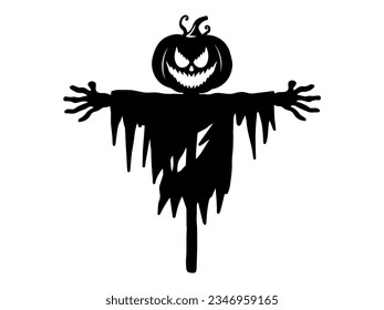 Halloween Scarecrow with Silhouette Illustration