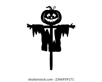 Halloween Scarecrow with Silhouette Illustration