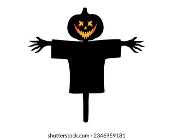 Halloween Scarecrow with Silhouette Illustration