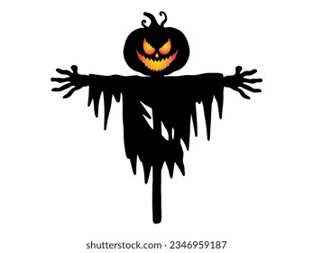 Halloween Scarecrow with Silhouette Illustration