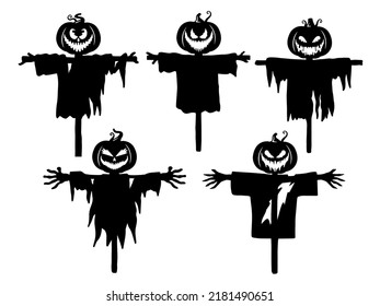 Halloween Scarecrow Silhouette Illustration Set