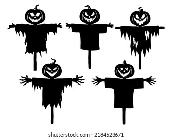Halloween Scarecrow Silhouette Illustration Set