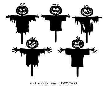 Halloween Scarecrow Silhouette Illustration Set