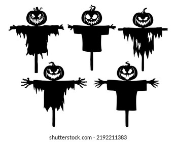 Halloween Scarecrow Silhouette Illustration Set