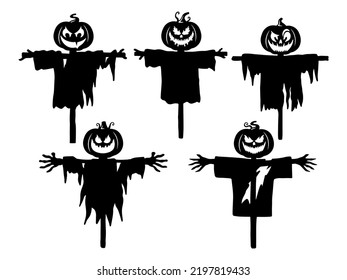 Halloween Scarecrow Silhouette Illustration Set