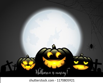 A halloween Scarecrows and Jack O Lantern with Halloween is coming text.