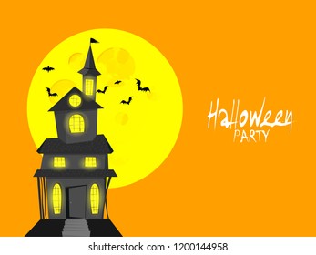 Halloween Scary Background with Flat Vector Illustration. 