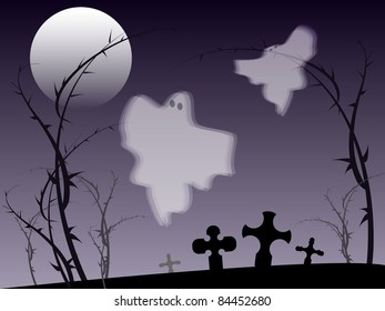 Halloween scary background with ghosts