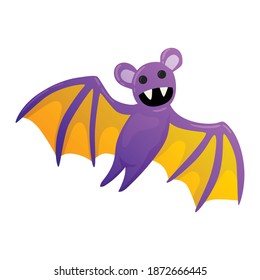 Halloween scary bat violet and yellow vector illustration