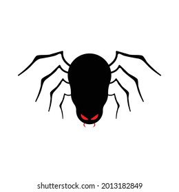 Halloween scary black spider vector with a scary face and teeth. Halloween illustration design with the black spider vector. Old scary spider design with a scary face.