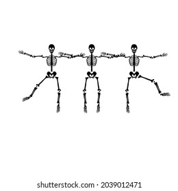 Halloween scary bones skeleton in doodle style. Medicine design. Vector illustration.