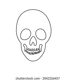 Halloween scary bones skeleton in doodle style. Medicine design. Vector illustration.