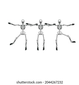 Halloween scary bones skeleton in doodle style. Medicine design. Vector illustration.