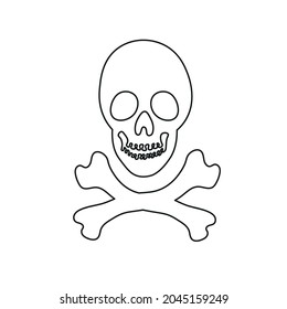 Halloween scary bones skeleton in doodle style. Medicine design. Vector illustration.