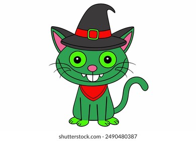 Halloween Scary Cartoon Cat Illustration  Spooky Clip Art Design