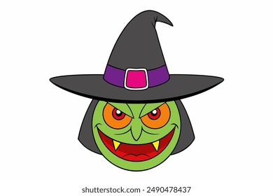 Halloween Scary Cartoon Witch Illustration - Spooky Clip Art Design