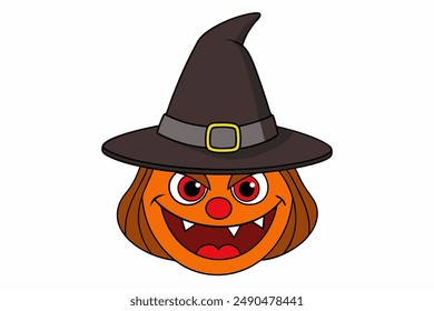 Halloween Scary Cartoon Witch Illustration - Spooky Clip Art Design