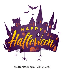 Halloween Scary Castle. Vector illustration. Happy halloween.

