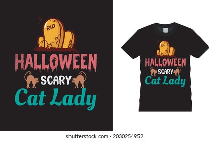 Halloween Scary Cat Lady T shirt, apparel, vector illustration, graphic template, print on demand, textile fabrics, retro style, typography, vintage, Halloween T shirt Design
