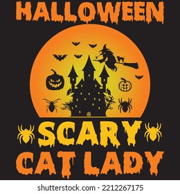 Halloween scary cat lady t shirt design