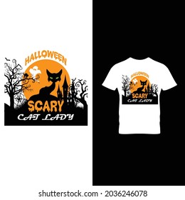 Halloween scary cat lady t-shirt