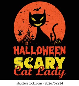 Halloween Scary Cat Lady - vector