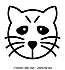 Halloween, espeluznante icono de contorno llenado de negro del vector del gato.