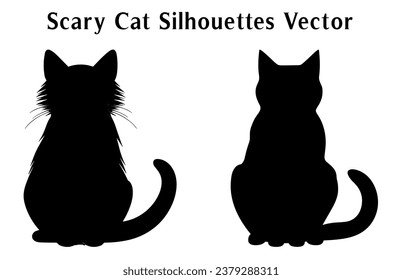 Halloween Scary Cat Vector illustration bundle, a silhouette Set of Halloween evil black cats