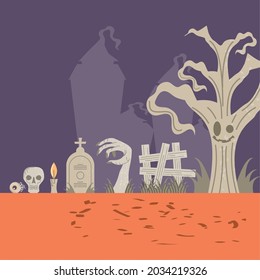 halloween scary cemetery and tree