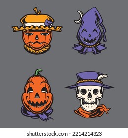 halloween scary character vector set 