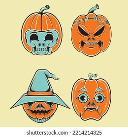 halloween scary character vector set 