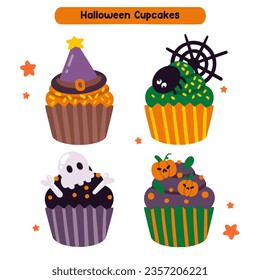 Halloween Scary Cute Cupcakes  Icon Illustration 