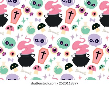 Halloween scary cute pattern vector 