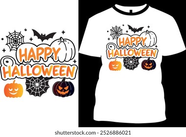 Halloween Design Assustador com Boo, Sol, Árvore e Abóbora T Shirt Design