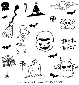 Halloween scary in doodle set vector art