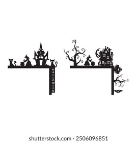Halloween scary door corner laser cut design