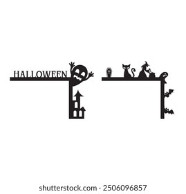 Diseño de corte láser de esquina de puerta de miedo de Halloween