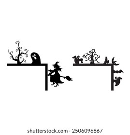 Halloween scary door corner laser cut design