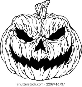 A Halloween scary evil pumpkin jack o lantern cartoon illustration