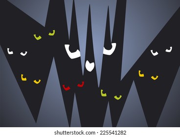 Halloween scary eyes landscape dark background